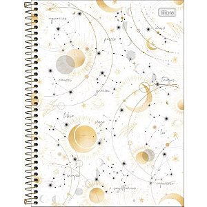 Caderno Universitário Espiral Capa Dura Magic Signos Branco 10 Matérias 160 Folhas