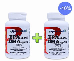 Ômega 3 1000mg (EPA 660mg DHA 440mg) – 90 cápsulas - Combo: 2 frascos com 10% de Desconto