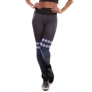 Calça Legging Fusô Sublimada Preto e Marinho VESTEM