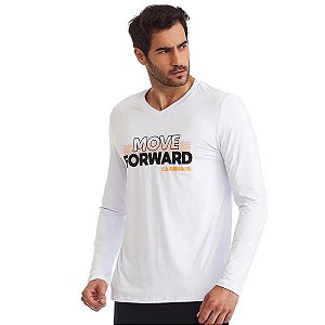 Camiseta Masculina Manga Longa Move Branca CAJUBRASIL