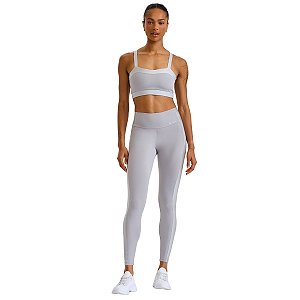 Conjunto Top Legging Pro com Brilho Cinza Cromo CAJUBRASIL