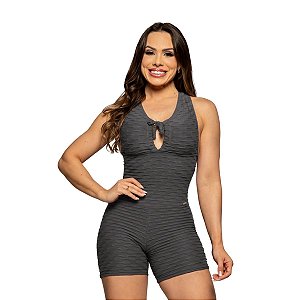 Macaquinho Jacquard Up com Empina Bumbum Grafite M&C