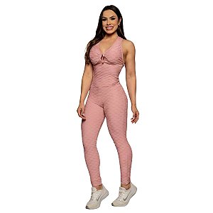Macacão Jacquard Stronger com Empina Bumbum Rosaceo M&C