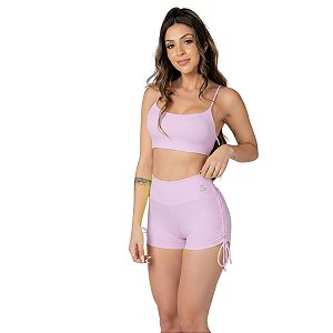 Conjunto Top Short com Cordinha Lateral Lilás M&C