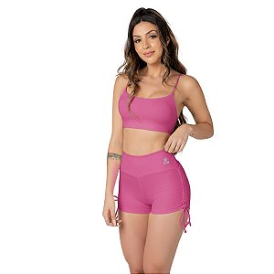 Conjunto Top Short com Cordinha Lateral Rosa M&C