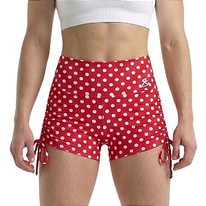 Short Com Cordinha Lateral Poá Girly Vermelho Branco M&C