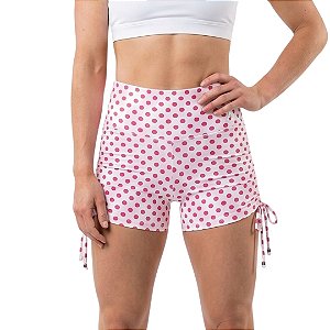 Short Com Cordinha Lateral Poá Girly Branco Vermelho M&C