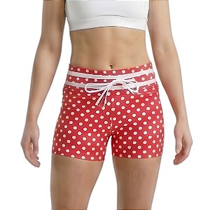 Short Light Rise Poá Vermelho e Branco M&C