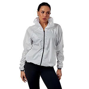 Jaqueta Corta Vento Water Proof Bolsos Laterais Branca Fluído