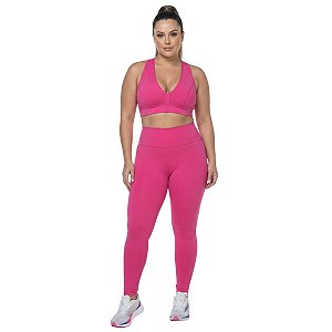 Conjunto Plus Size Top Legging Progress Rosa ZERO AÇUCAR