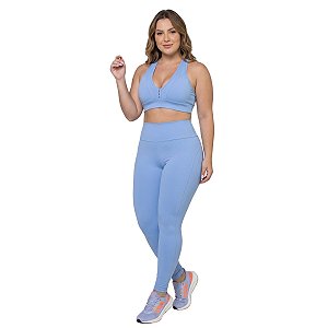 Conjunto Plus Size Top Legging Maxxi Azul ZERO AÇUCAR