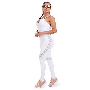 Macacão Fitness Branco Famous Stayfit