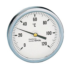688 Termômetro analógico horizontal D80 0-120°C, haste 45mm, c poço 1/2" BSP