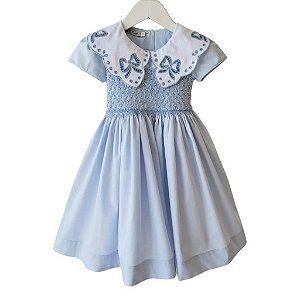 Vestido Infantil de Festa Casinha de Abelha Pérola - Azul