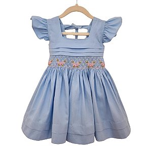 Vestido Infantil Casinha de Abelha Bella Flor - Azul
