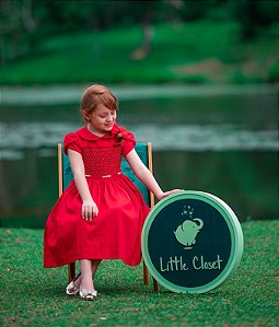 Vestido Infantil De Festa Vermelho Casinha de Abelha - Rocóco