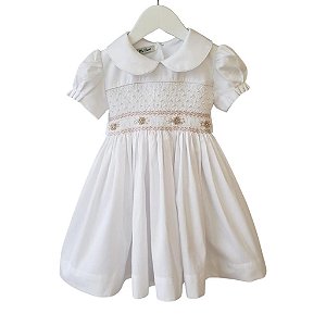 Vestido Infantil Branco Casinha de Abelha - Anne Nude