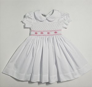 Vestido Infantil Anne - Branco/Rosa