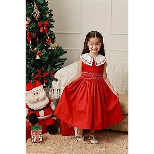 Vestido De Festa Infantil Vermelho Casinha de Abelha - Monalisa