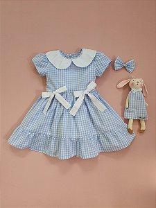 Vestido Infantil Tina - Vichy Azul