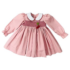Vestido Infantil Casinha de Abelha Cereja Manga Longa - Rose
