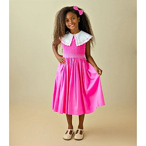 Vestido De Festa Infantil Rosa Chiclete Casinha de Abelha- Monalisa