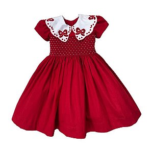 Vestido Infantil de Festa Vermelho Casinha Abelha - Perola
