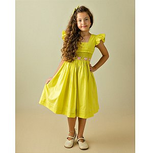 Vestido Infantil Casinha de Abelha Bella Flor - Verde Pistache