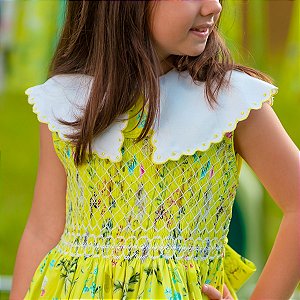 Vestido Infantil Floral Petúnia - Amarelo