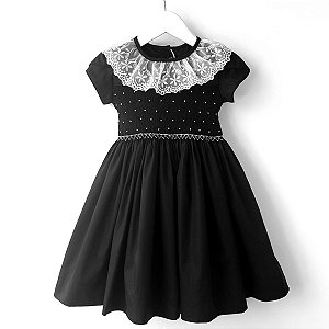 Vestido Infantil Wandinha - Preto