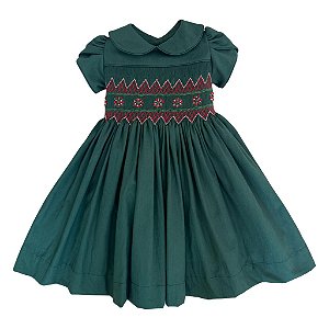Vestido Infantil de Natal Casinha de Abelha Verde - Natália