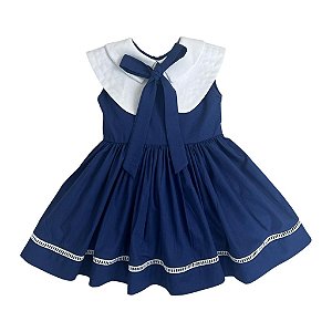 Vestido De Natal Infantil Azul Marinho - Gege