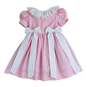 Vestido Infantil Olivia - Vichy Rosa