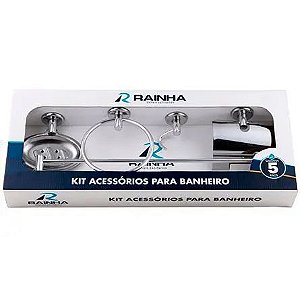 Kit Para Banheiro 5pcs Metal Papeleira Saboneteira Toalheiro - Rainha