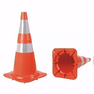 CONE DE SINALIZAÇÃO 75 CM FLEXÍVEL NBR COM FAIXA REFLETORA