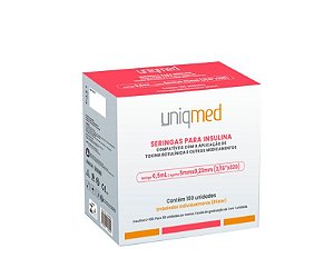 Seringa 0,5ML Insulina com Agulha 5x 0,23 MM - 100 UN -  Uniqmed