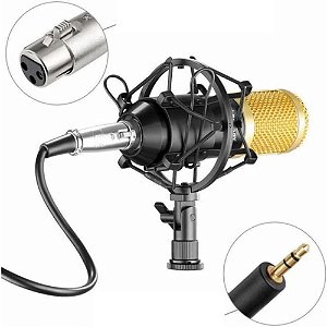 Microfone Condensador Bm800 + Pop Filter + Aranha + Braço Articulado