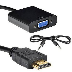 Cabo Adaptador e Conversor HDMI para VGA c/ Audio