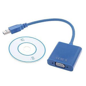 Cabo Adaptador Conversor USB 3.0 Para VGA