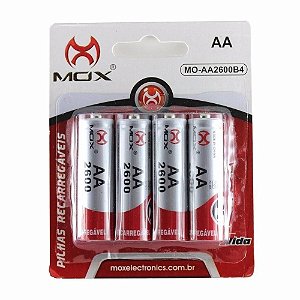 Pilha Recarregável 1.2V Ni-Mh AA 2600Mah c/ 4UN - Mox