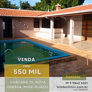CHÁCARA Á VENDA, JD. NOVA ODESSA, MOGI GUAÇU SP