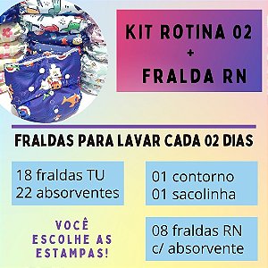 kit enxoval - Fraldas para lavar cada 02 dias + 08 fraldas RN