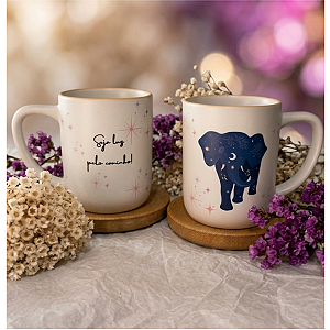 Kit Caneca Matte Elefante personalize com Nome a tampa ou o pires com o nome