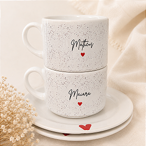 Xícara Casal Personalizada com Pires 180ml