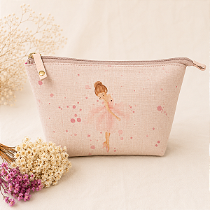 Necessaire Bailarina em linho personalize com Nome