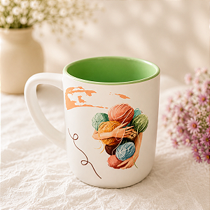 Caneca Matte Crocheteira laços