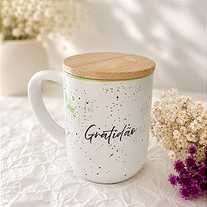 Caneca Gratidão personalize com Nome na tampa