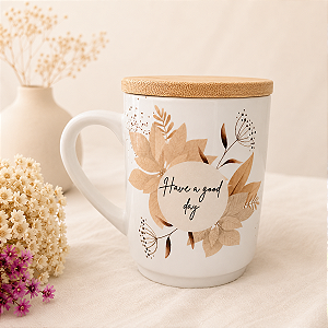 Caneca Good Day personalize com Nome na tampa