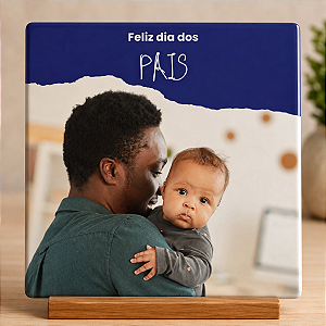 Azulejo Pai personalizado com Foto e Nome 10x10cm