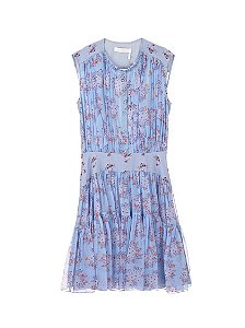 Chloe - Vestido de seda com pregas e estampa floral  / Ss20